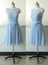 Sleeveless Lace Bridesmaid dress Blue A-line Bridesmaid dress Prom Bridesmaid dress